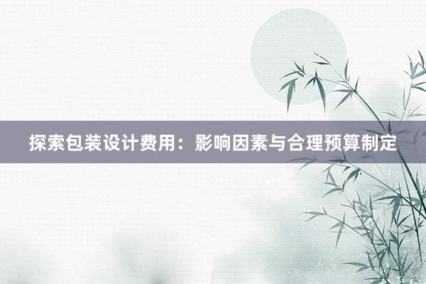 探索包装设计费用：影响因素与合理预算制定